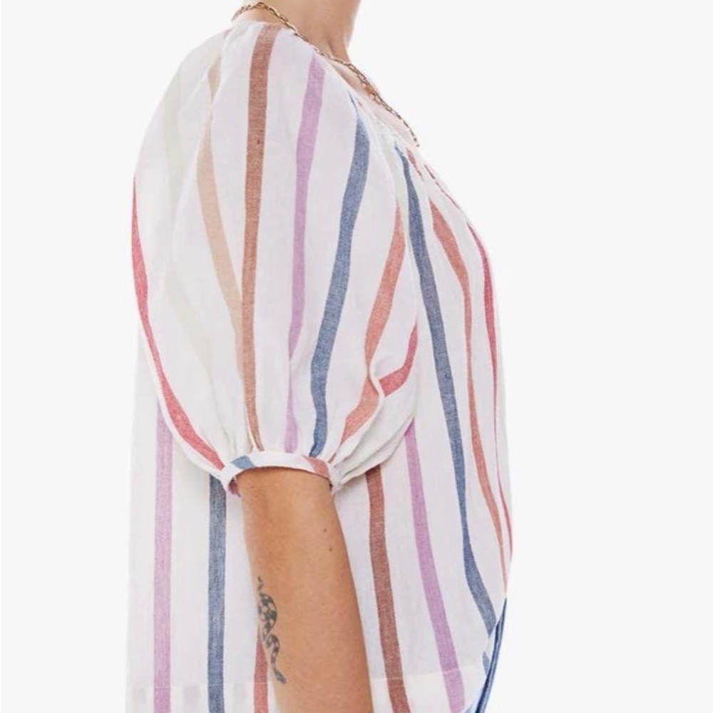 MOTHER Striped The market Peasant Blouse in Red, Pink, and Blue xs NWT - Picture 4 of 13